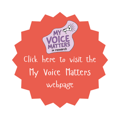 Orange star with the My Voice Matters logo and the words Click here to visit the My Voice Matters webpage
